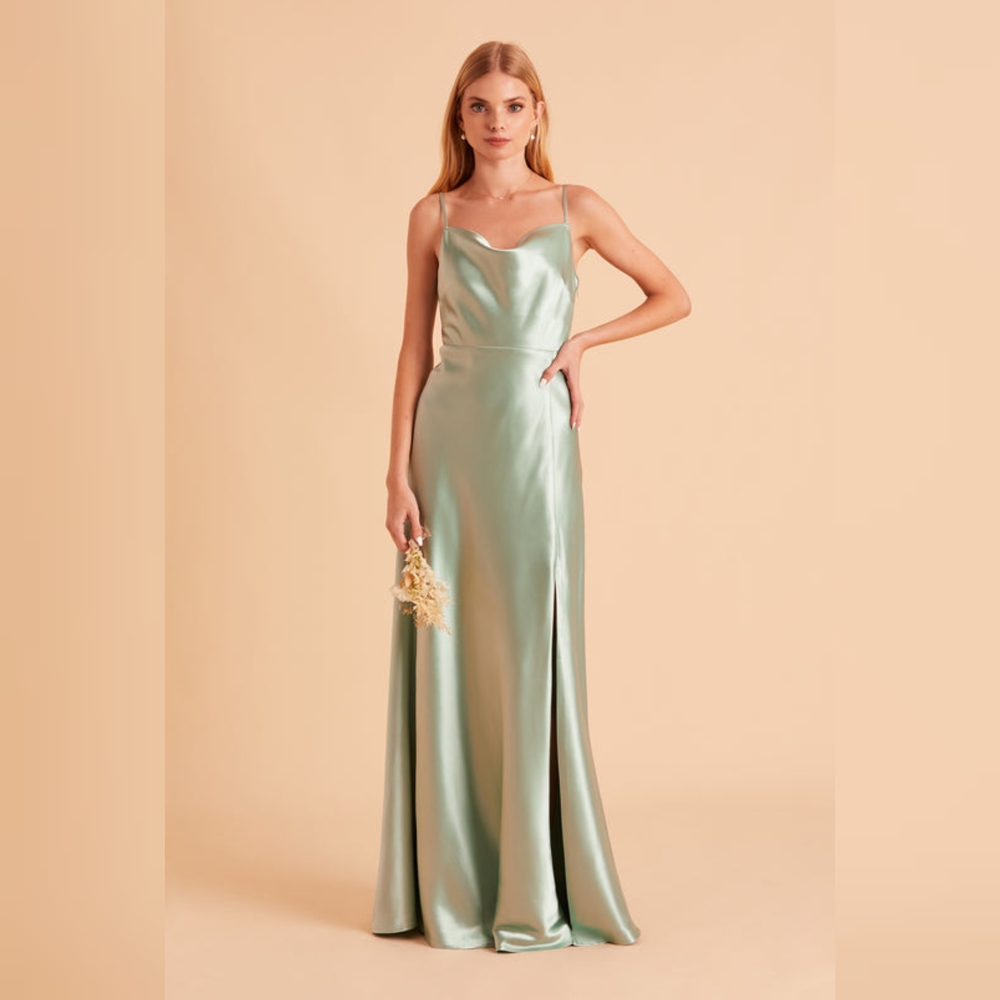 Birdy Grey Lisa Long Elegant Satin Bridesmaid Dress / Evening Gown (Sage Green)